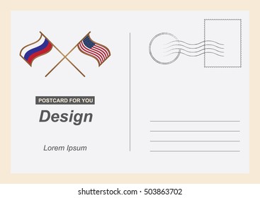 Vector Postcard. Postal card for travel. Template design for your cards. Template design for your cards.