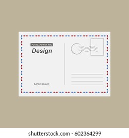 Vector Postcard. Postal card for travel. Template design for your cards.