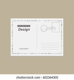 Vector Postcard. Postal card for travel. Template design for your cards.