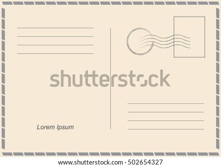 Vector Postcard. Postal card for travel. Template design for your cards.
