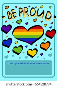 Vector postcard with rainbow heart and hand lettering enchanting inscription