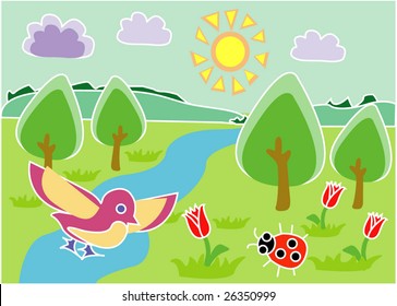 vector postcard of spring 05