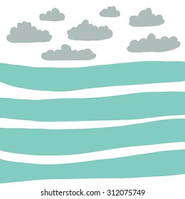 vector postcard with stripes of sea