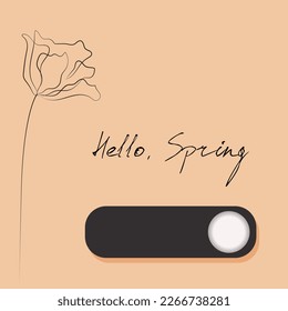 
Vector postcard template with hand drawn flower in doodle style