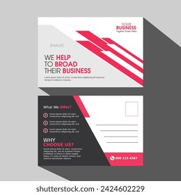 Vector postcard template in white color. Creative corporate modern company professional business post card layout design with geometric shapes.