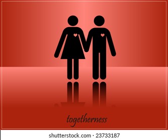 vector postcard - TOGETHERNESS- couple in love concept
