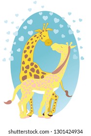 Cute Cartoon Animals Love Two Giraffes Stock Vector (Royalty Free ...