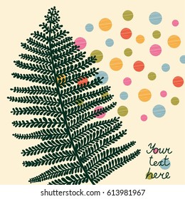 Vector postcard vintage floral. Exotic leaves. 