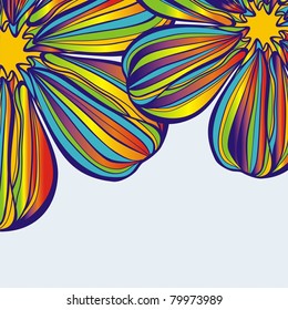 vector postcard which consist of colorful flowers. Vector illustration