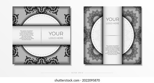 Vector postcards in white with black ornaments. Invitation card design