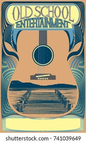 Vector poster at an 11x17 aspect ratio,  perfect for printing. Ready  made for your folk, country,  bluegrass, blues, acoustic punk, old timey shows. Plenty of space for type,  make your flier shine. 