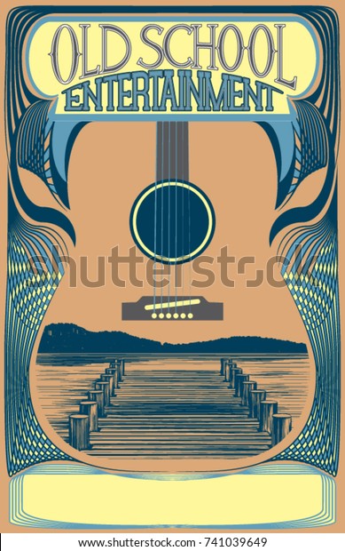 Vector poster at an 11x17 aspect ratio,  perfect for\
printing. Ready  made for your folk, country,  bluegrass, blues,\
acoustic punk, old timey shows. Plenty of space for type,  make\
your flier shine. 