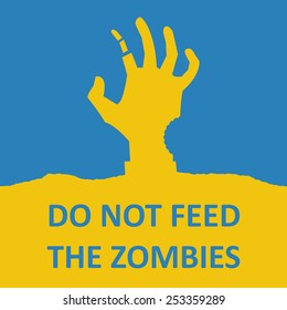 Vector poster about zombie. Blue and yellow colors. Format eps 10