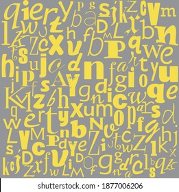 Vector poster of abstract alphabet. Artwork in retro style