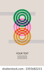 Vector poster with abstract geometric elements. Risograph style. Vintage backgrounds. Great element for your design.
