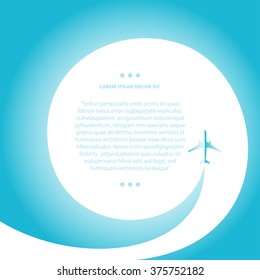Vector poster with airplane and airplane stream jet, minimalistic style, card for travel agencies, aviation companies. Realistic 3D airplane in the sky.