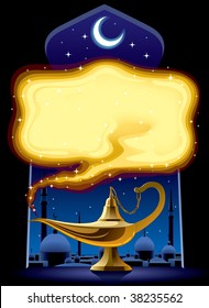 Vector poster with the Aladdin's Magic Lamp