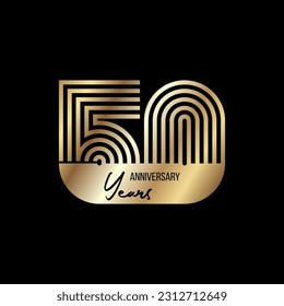 Vector poster for the anniversary of 50 years. Celebrating 50 years, golden stylish poster on black background. Anniversary card.