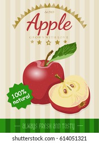 Vector poster with a apple. Vector illustration for your design