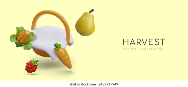 Vector poster for autumn harvest festival. Advertisement of farm products