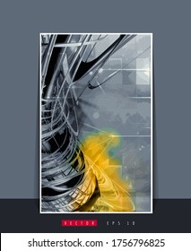 Vector poster background with 3D illustration abstract technology hi tech concept 