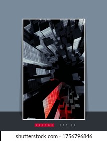 Vector poster background with 3D illustration abstract technology hi tech concept 