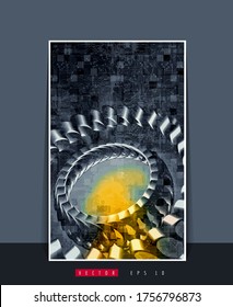 Vector poster background with 3D illustration abstract technology hi tech concept 