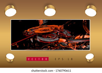 Vector poster background with 3D illustration abstract technology hi tech concept 