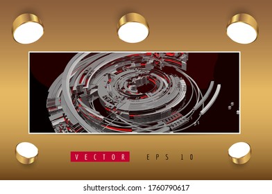 Vector poster background with 3D illustration abstract technology hi tech concept 
