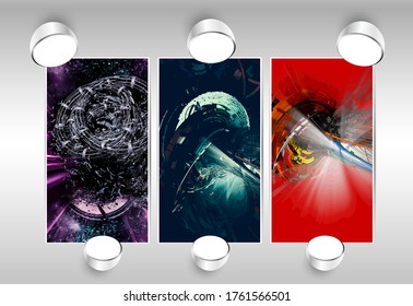 Vector poster background with 3D illustration abstract technology hi tech concept 