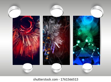 Vector poster background with 3D illustration abstract technology hi tech concept 