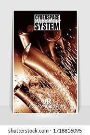 Vector poster background with 3D rendering abstract technology digital hi tech concept 