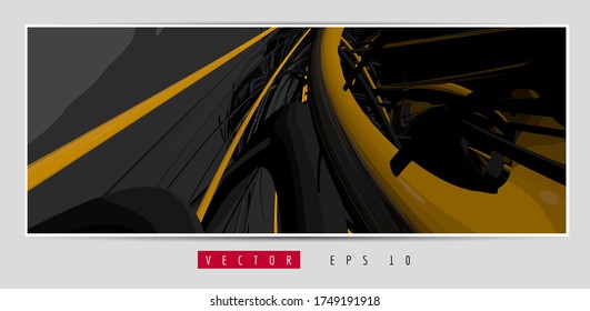 Vector poster background with 3D rendering abstract technology digital hi tech concept 