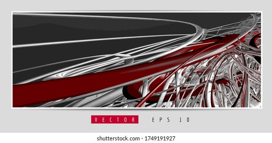 Vetor poster fundo com renderização 3D tecnologia abstrata digital conceito de alta tecnologia 