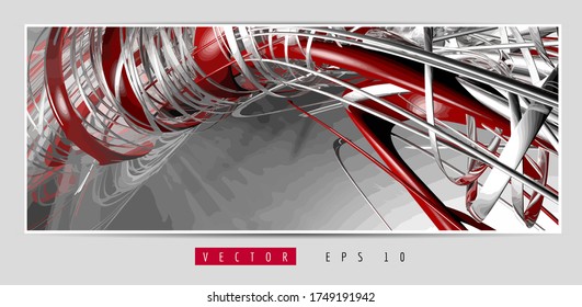 Vector poster background with 3D rendering abstract technology digital hi tech concept 
