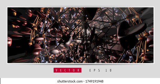 Vector poster background with 3D rendering abstract technology digital hi tech concept 