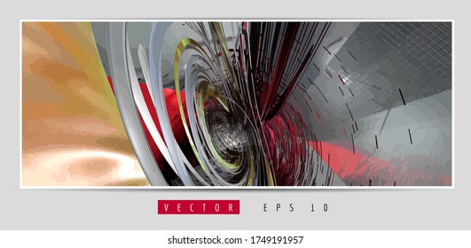 Vector poster background with 3D rendering abstract technology digital hi tech concept 