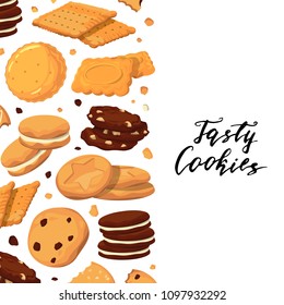 Vector poster background with lettering and with cartoon cookies illustration