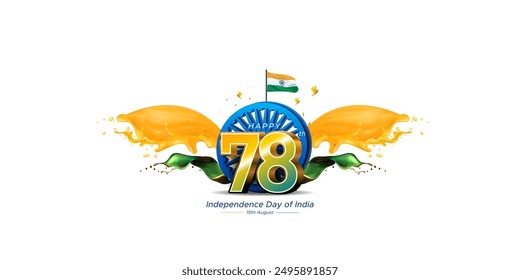 Vector poster banner for 78th Independence Day of india. Freedom celebration.