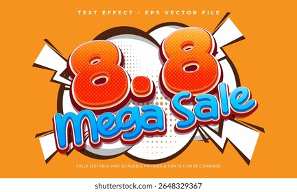 Vector Poster or banner for 8.8 Shopping Day with cartoon style number 8. August 8 sale banner template design for social media