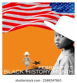 Vector poster or banner for commemoration of black american history in february