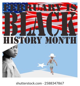 Vector poster or banner for commemoration of black american history in february