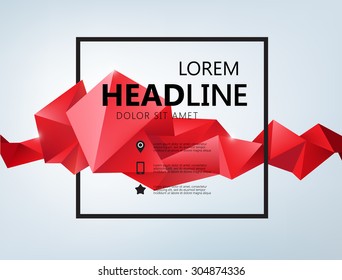 Vector Poster, Banner, Flyer, Cover, Brochure Template design. Modern crystal 3d shape with text space and square