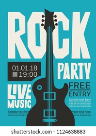 Vector poster or banner for Rock party with live music with an electric guitar and place for text. Rock and roll is alive