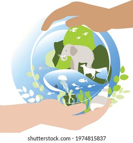 Vector poster or banner for World Environment Day. The concept of protecting the ecology of the Earth, the world's oceans and nature conservation