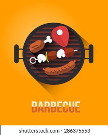 Vector poster of barbecue and grilled food