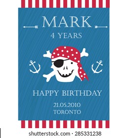 Vector poster for a birthday. Pirate.
