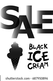 vector poster with black ice cream. Popular and modern postcard, card, picture, flyer, discount flyer