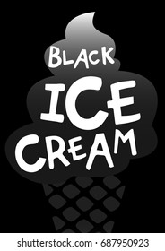 vector poster with black ice cream. Popular and modern postcard, card, picture, flyer, discount flyer
