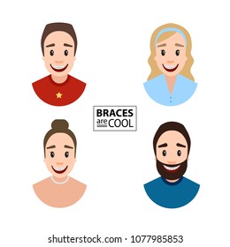 Vector poster "Braces are cool". People in braces.